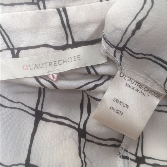 L’autre Chose silk blend puff sleeve top b/w print size 40 s - Picture 6 of 6